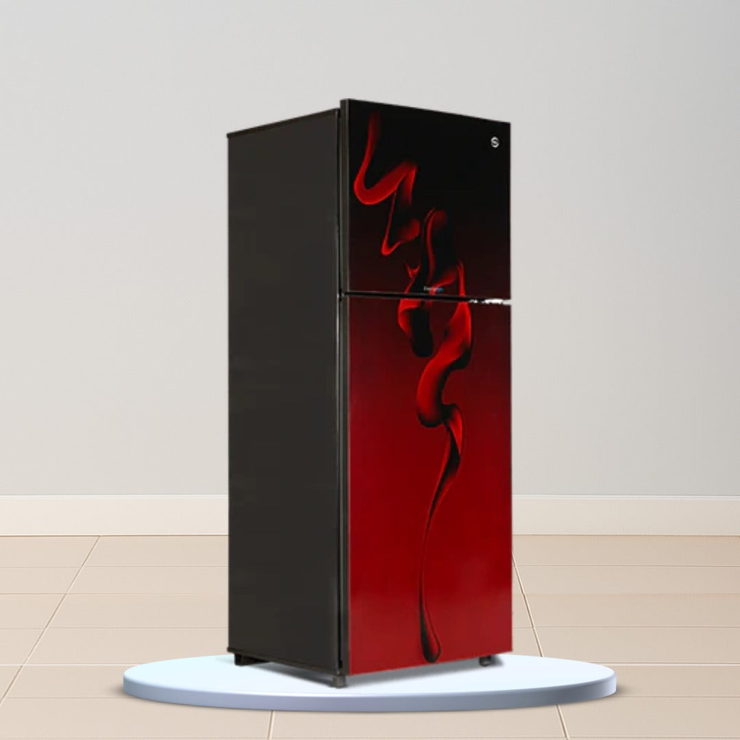 PEL Curved Glass Door Refrigerator – 382 L | 4‑Star, LED Interior, Copper Condenser