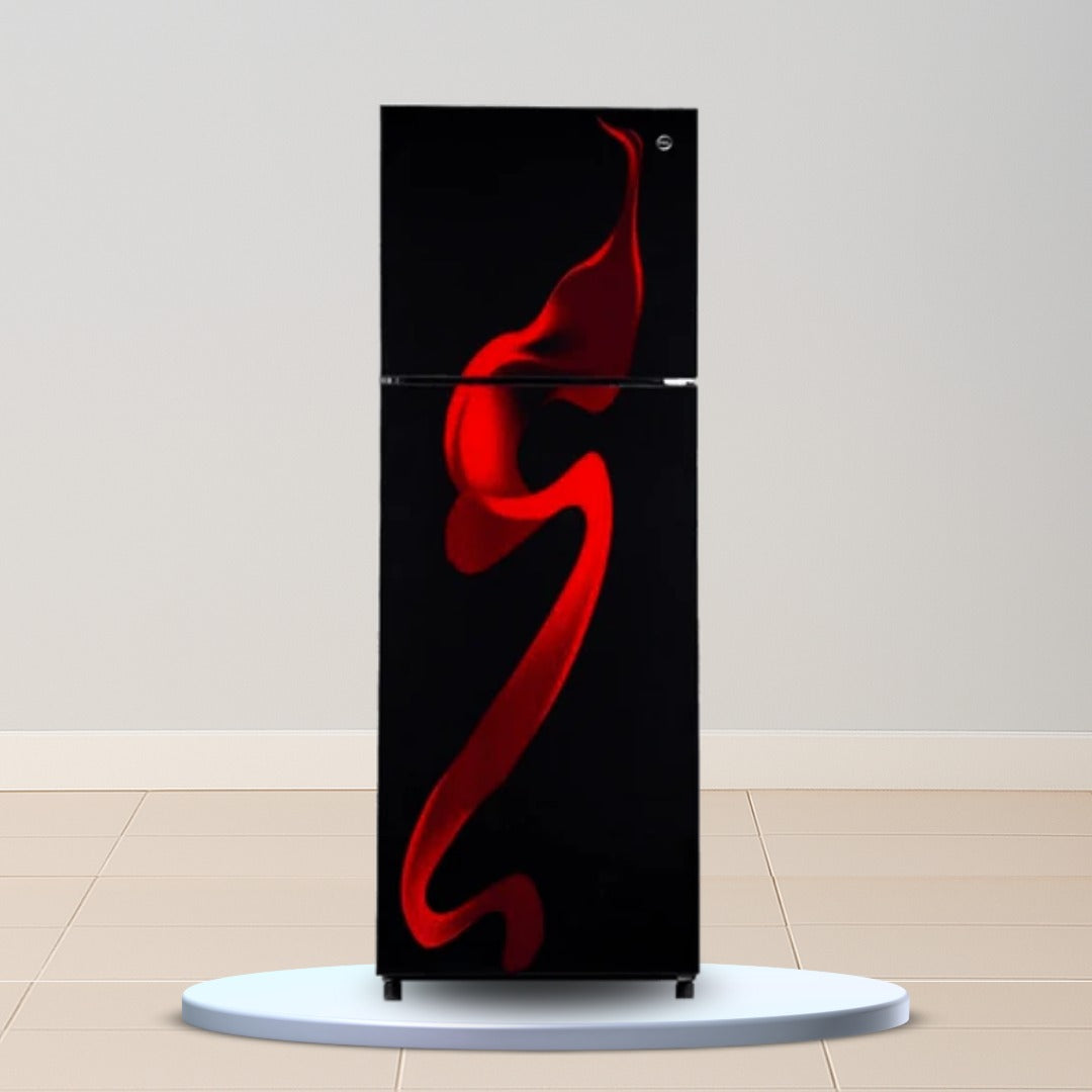 PEL Curved Glass Door Refrigerator – 382 L | 4‑Star, LED Interior, Copper Condenser